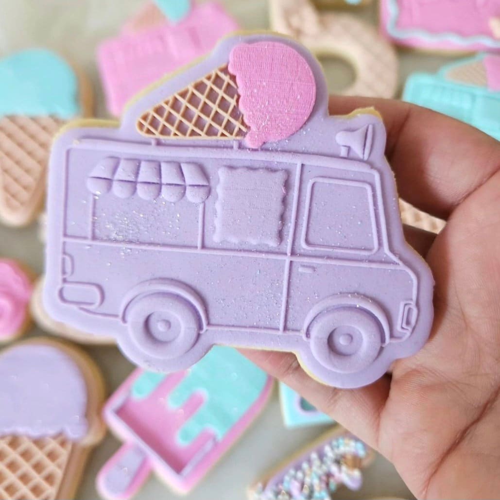 ice cream waffle cone popsicle ice cream truck lollies lolly sweet one two sweet icy pole stampandimpress cookie stamp cookie cutter fondant debosser