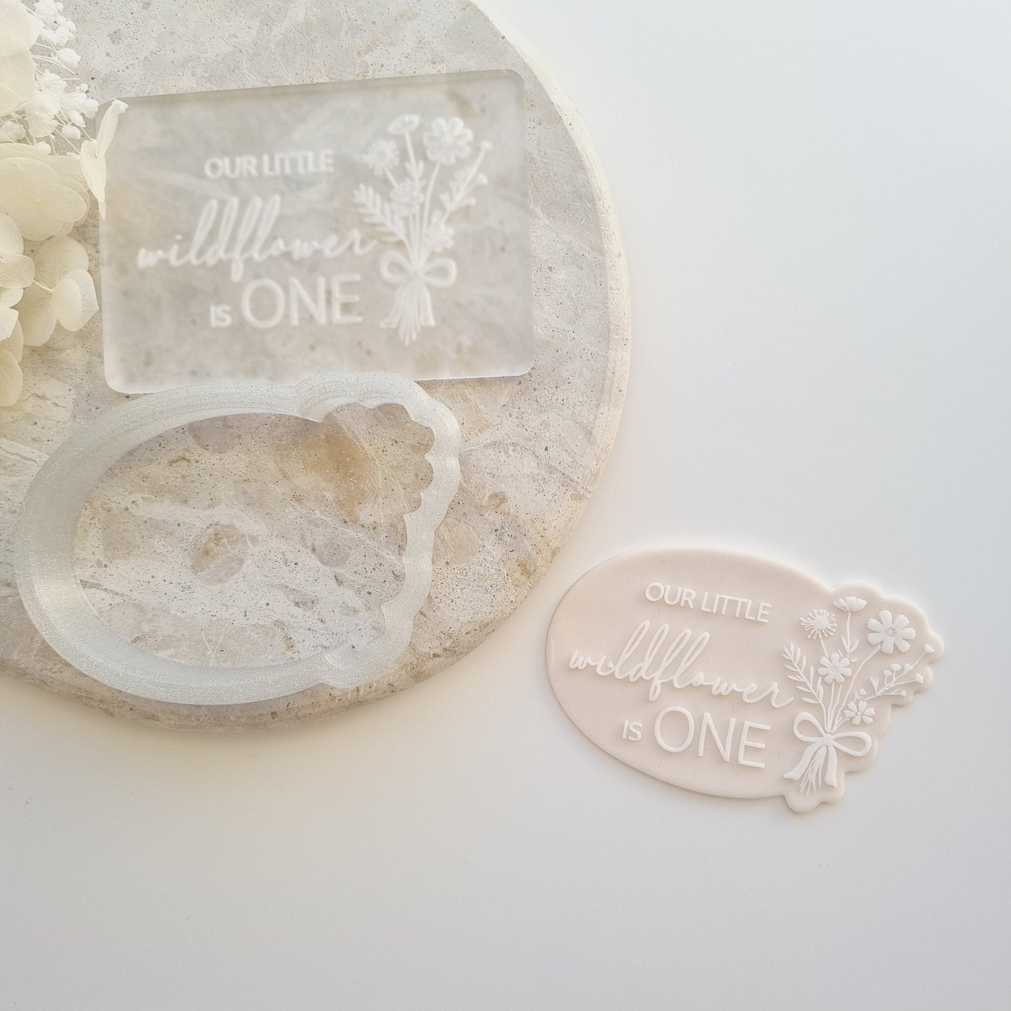 our little wildflower is one wildflowers cookie stamp cookie cutter stampandimpress fondant debosser bow floral wild baby birthday