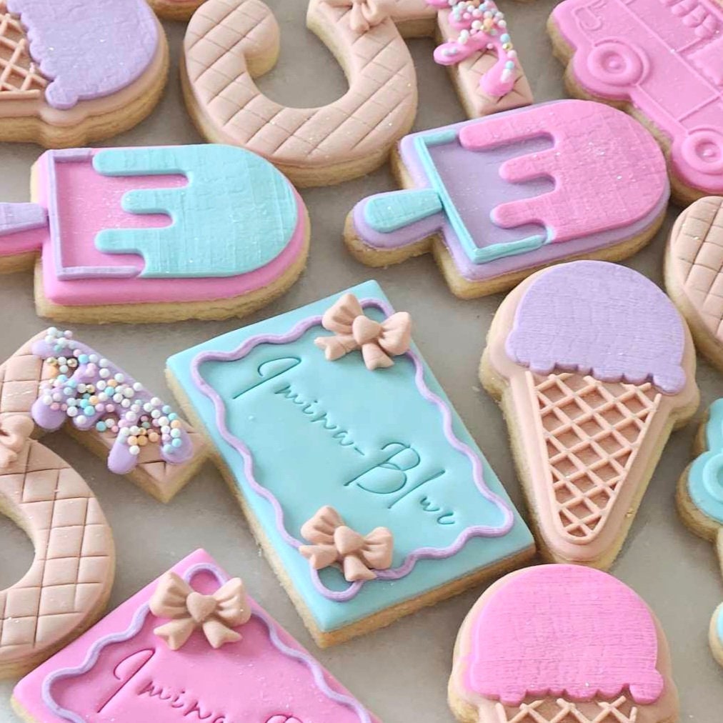 ice cream waffle cone popsicle ice cream truck lollies lolly sweet one two sweet icy pole stampandimpress cookie stamp cookie cutter fondant debosser