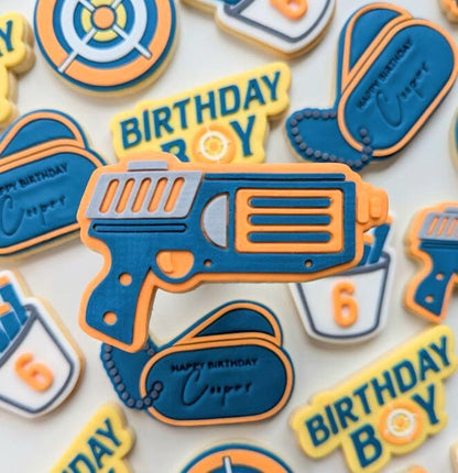 nerf dogtag bullets darts birthday boy target toy gun nerf gun birthday dog tag cookie stamp cookie cutter stampandimpress fondant debosser