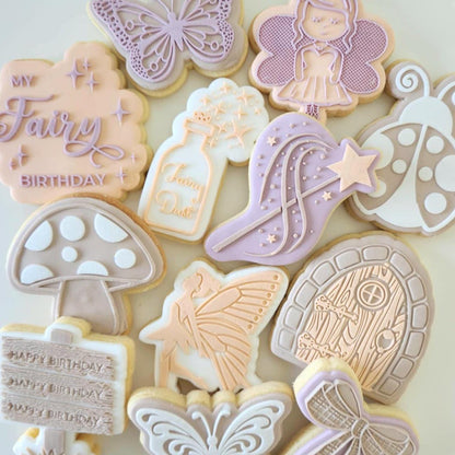 fairy door fairy mushroom fairy dust my fairy birthday fairy first ladybug wooden sign fairies this way butterfly fairy wand bow ribbon magic cookie stamp cookie cutter stampandimpress debosser fondant embosser