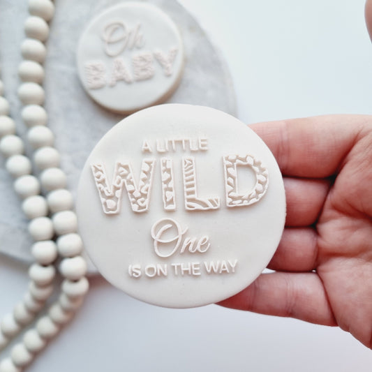 oh baby wild one babies a little wild one is on the way baby shower theme zebra animals giraffe cheetah safari tropical cookie stamp cookie cutter stampandimpress fondant debosser