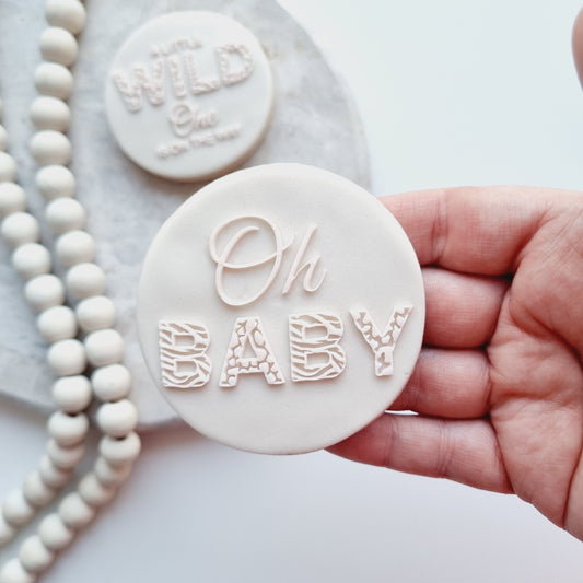 oh baby wild one babies a little wild one is on the way baby shower theme zebra animals giraffe cheetah safari tropical cookie stamp cookie cutter stampandimpress fondant debosser