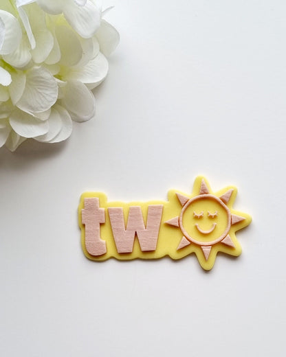 two sun sunshine birthday second lap around the sun cookie stamp cookie cutter stampandimpress fondant debosser