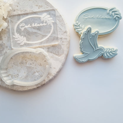 dove bcross leaves dress god bless baptism christening lace cookie stamp cookie cutter stampandimpress