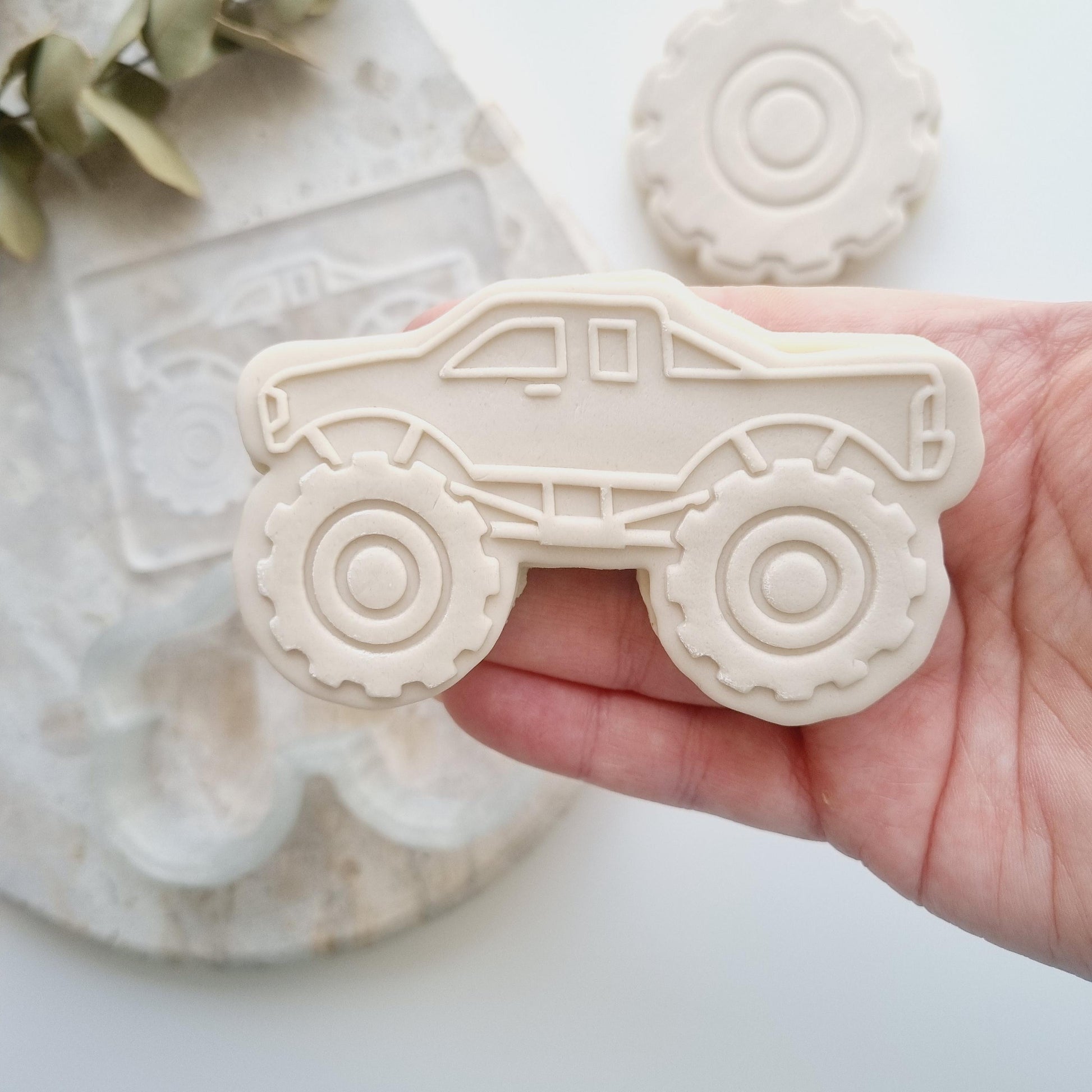 monster truck wheel tyre flame hot wheels stack car cookie stamp cookie cutter stampandimpress fondant debosser