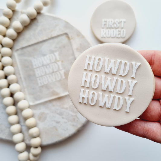 howdy howdy howdy rodeo western cowboy boot cactus hens party ladies lets go girls cowboy hat cowgirl cookie stamp cookie cutter stampandimpress