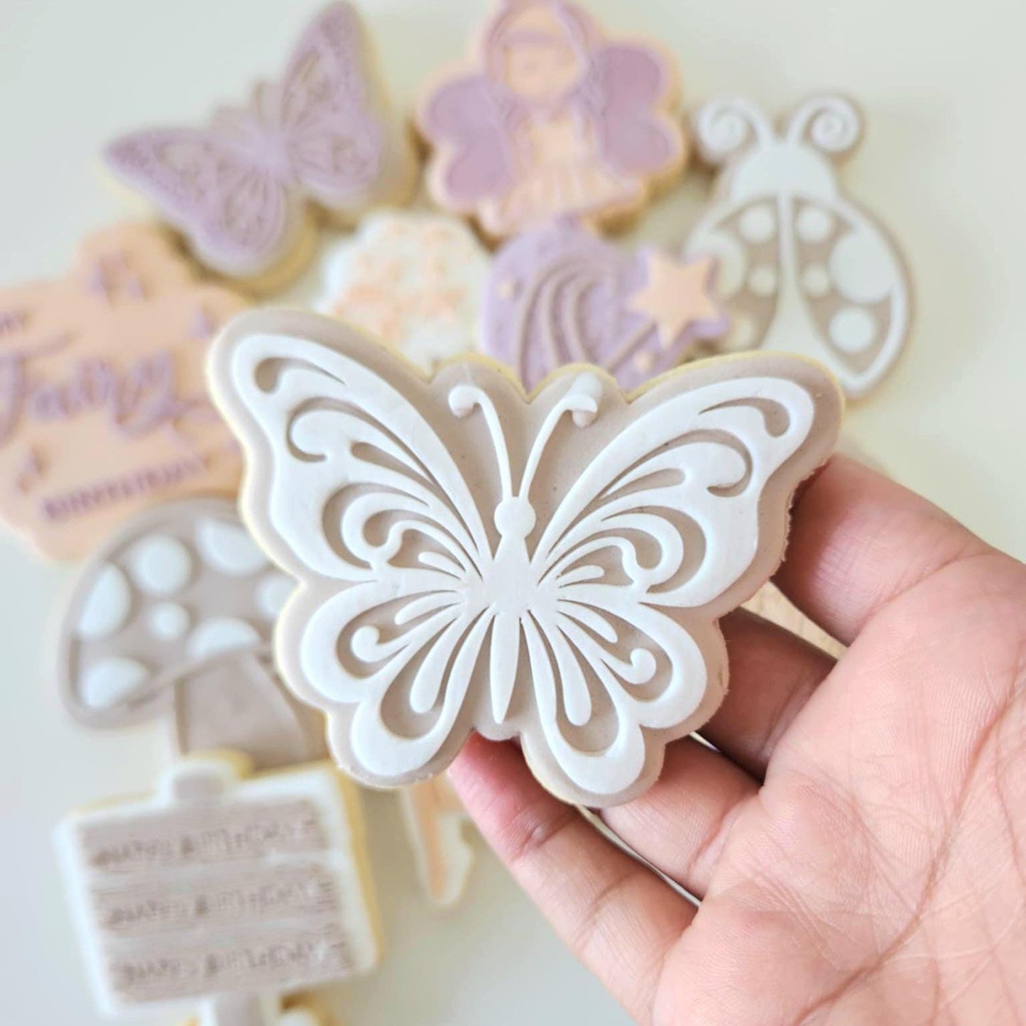 fairy door fairy mushroom fairy dust my fairy birthday fairy first ladybug wooden sign fairies this way butterfly fairy wand bow ribbon magic cookie stamp cookie cutter stampandimpress debosser fondant embosser