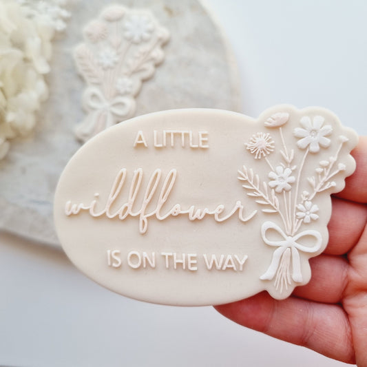 wildflower wildflowers our little wildflower is one flower a little wildflower is on the way birthday baby shower cookie stamp cookie cutter stampandimpress fondant debosser