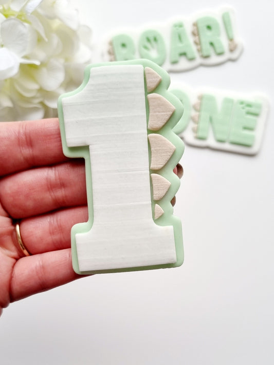 one dino dinosaur roar 1 scales cookie stamp cookie cutter stampandimpress fondant debosser