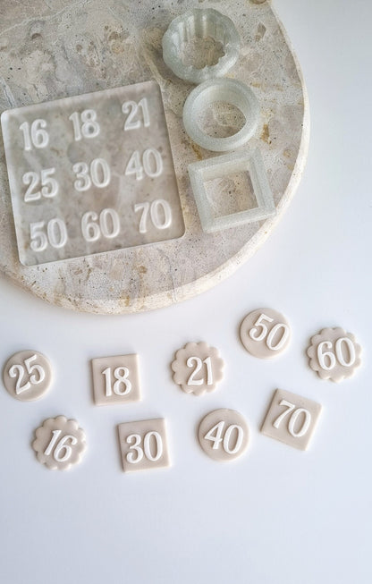 mini number milestones 1-9 18 25 30 40 50 60 70 mini numbers cookie stamp cookie cutter fondant debosser embosser stampandimpress