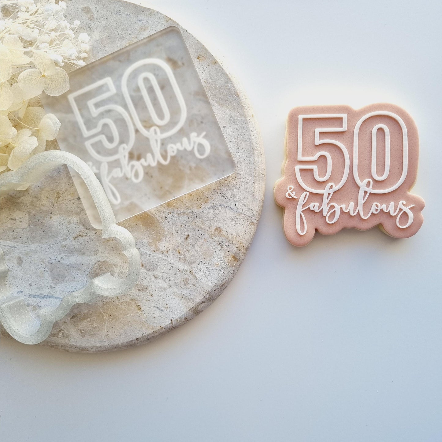 50 FIFTY FABULOUS happy birthday balloons cookie stamp cookie cutter fondant debosser stampandimpress cake celebrate