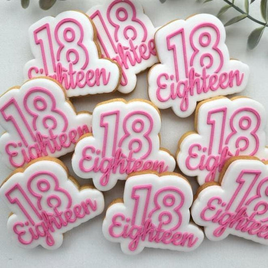 18 eighteen fondant debosser cookie stamp cookie cutter stampandimpress happy birthday cake candles balloon