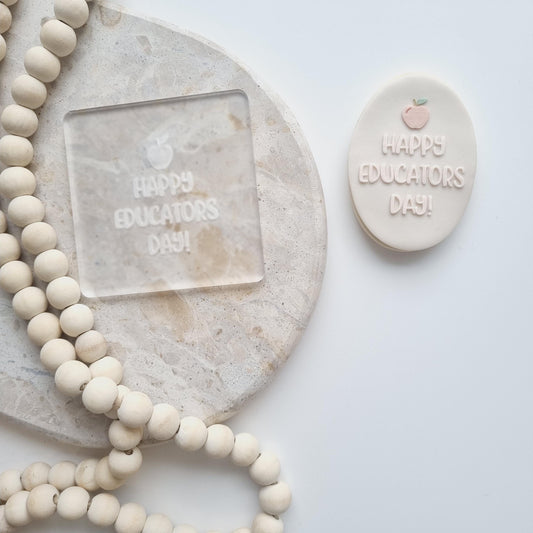 happy educators day! apple teacher appreciation thank you cookie stamp cookie cutter stampandimpress fondant debosser