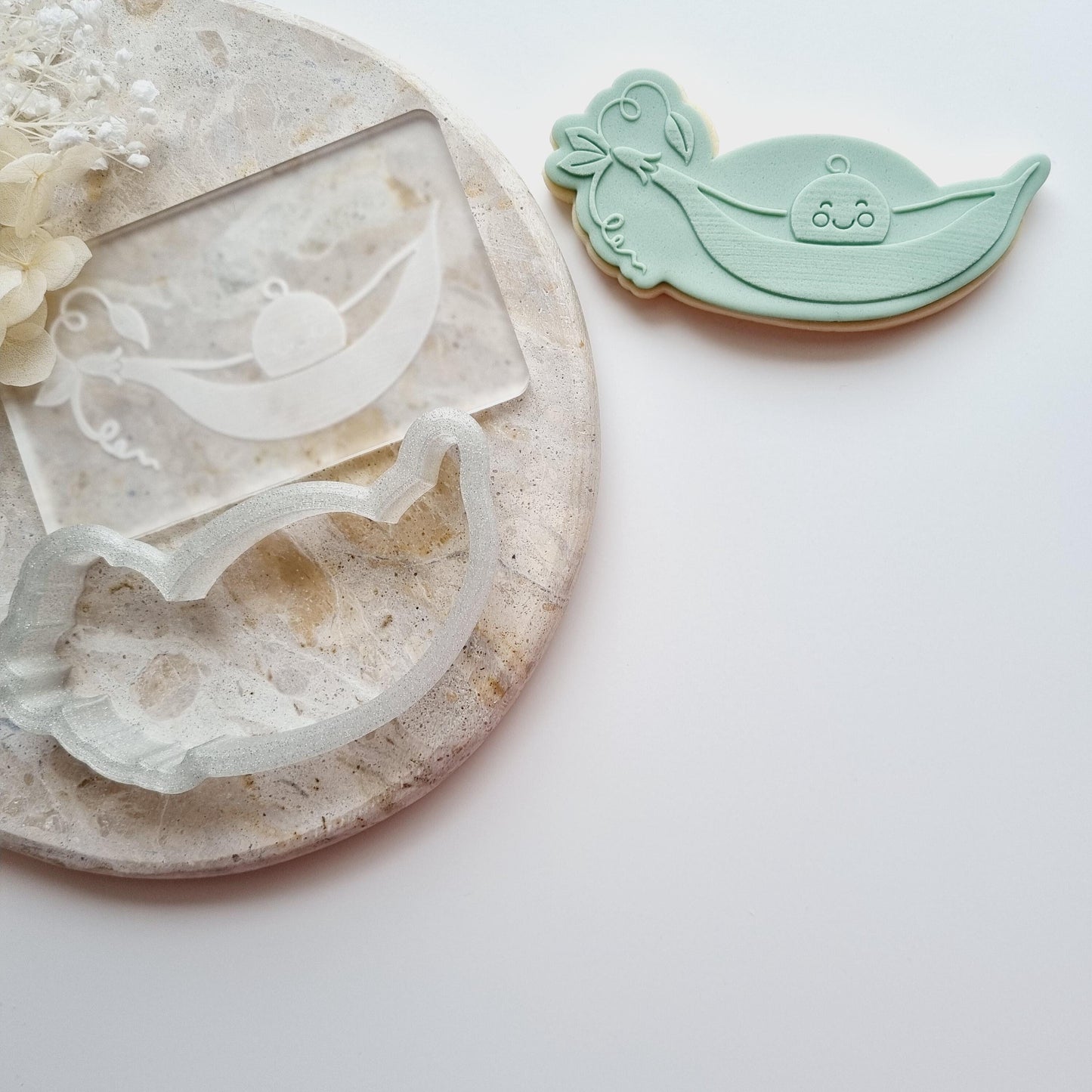 pea in a pod sweet pea on the way baby shower cookie stamp cookie cutter stampandimpress