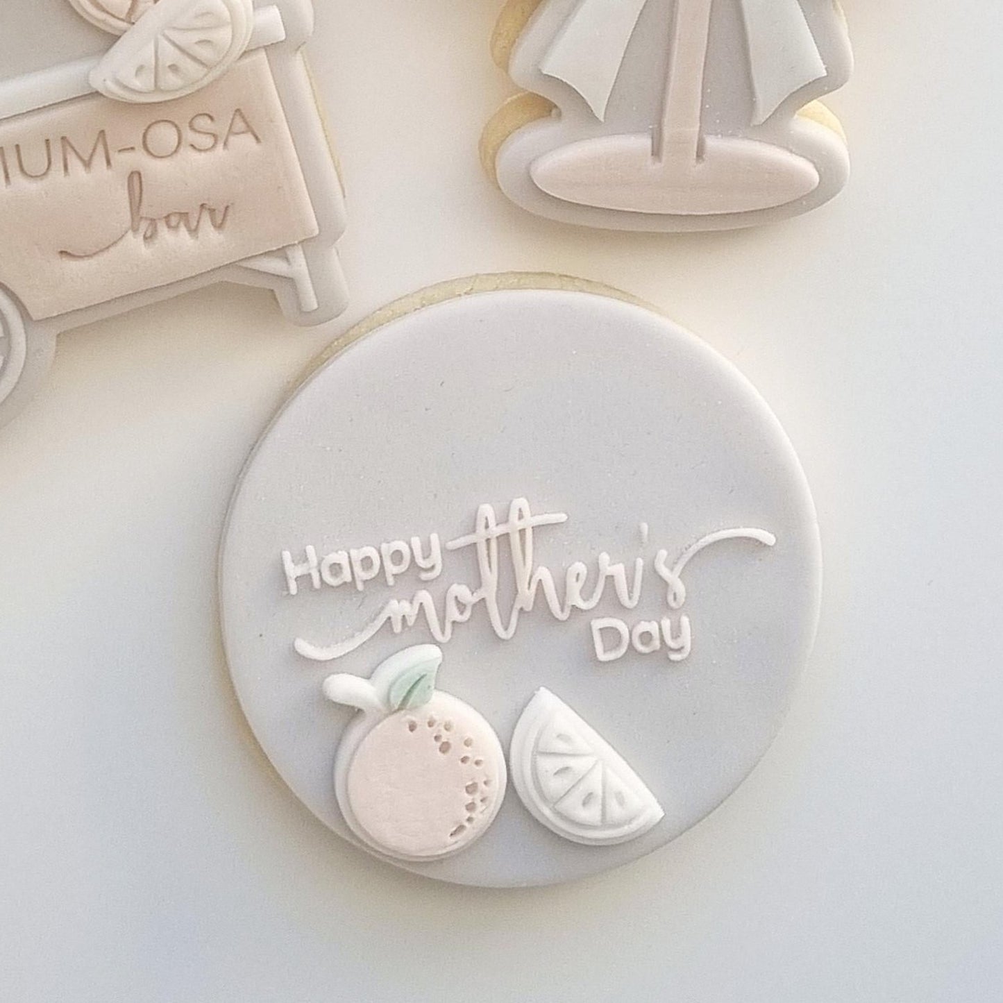 happy mothers day mum mama mother mom mum-osa bar champagne food drink cart citrus mini orange slice cookie stamp cookie cutter stamp and impress