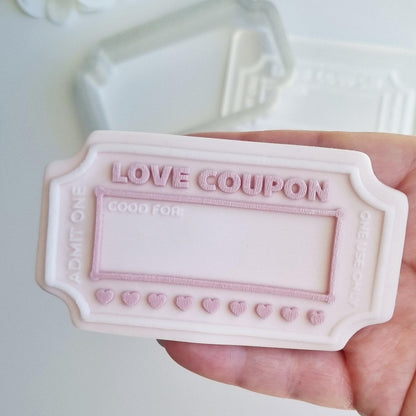 love coupon valentines day admit one ticket good for massage back rub breakfast in bed kiss hug sex cookie stamp cookie cutter stampandimpress stamp & impress