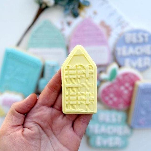 pattern cookie stamp cookie cutter baker bake baking cute beautiful design embosser debosser decorate fondant Perth Australia custom stampandimpress stamp & impress crayons teacher thank you pencils abc apple backpack best teacher ever notebook