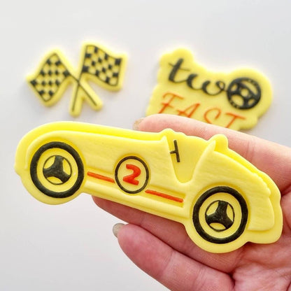 pattern cookie stamp cookie cutter baker bake baking cute beautiful design embosser debosser decorate fondant Perth Australia custom stampandimpress stamp & impress happy birthday cake race car two fast too fast flags racing flag vintage truck