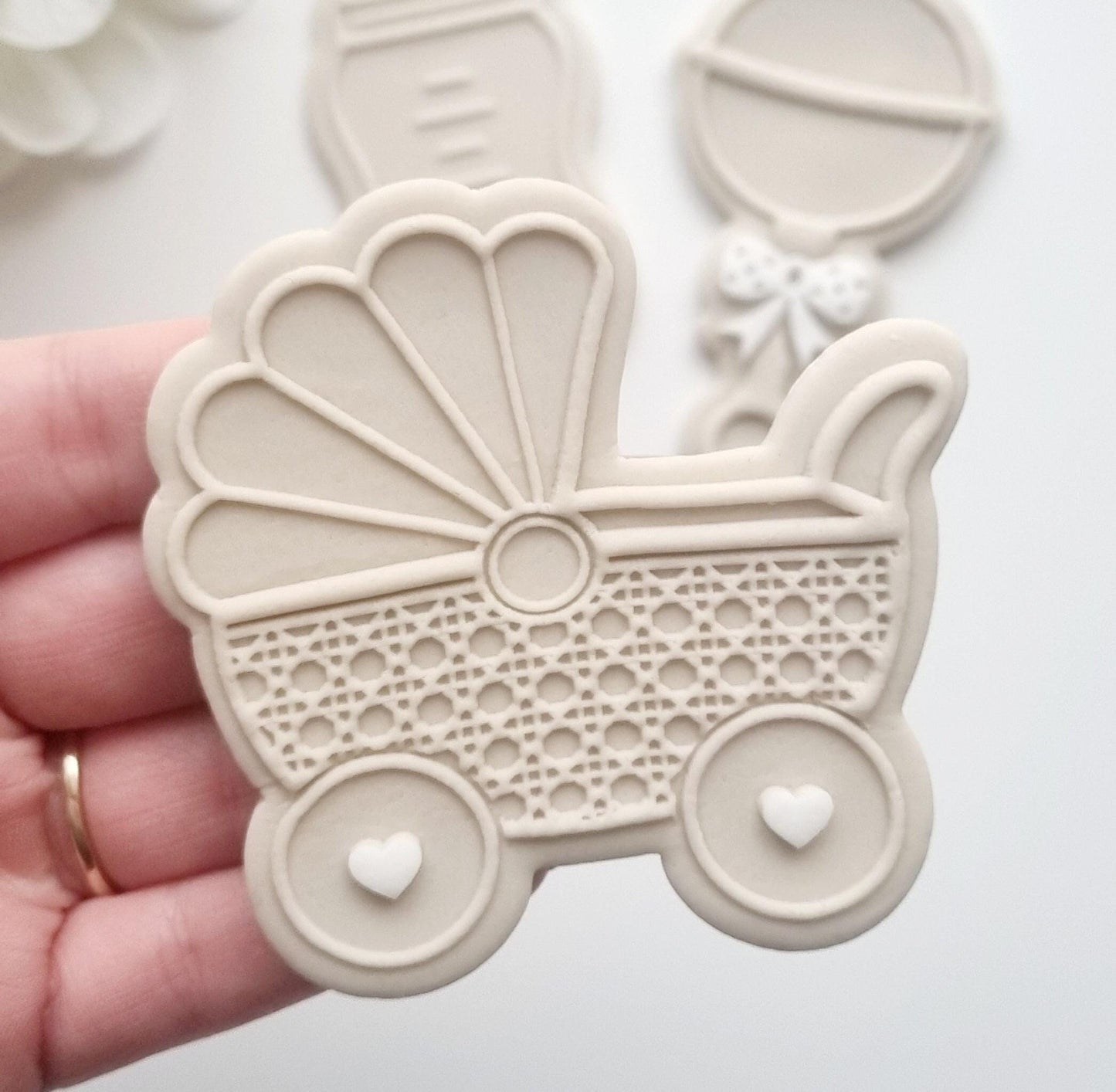 pattern cookie stamp cookie cutter baker bake baking cute beautiful design embosser debosser decorate fondant Perth Australia custom stampandimpress stamp & impress baby shower pram rattan crib bottle rattle