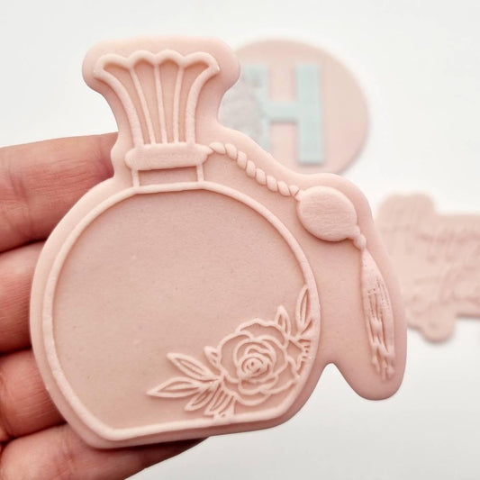 pattern cookie stamp cookie cutter baker bake baking cute beautiful design embosser debosser decorate fondant Perth Australia custom stampandimpress stamp & impress perfume bottle floral flower pump atomizer cute elegant