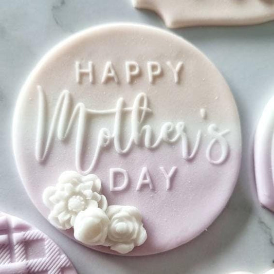 pattern cookie stamp cookie cutter baker bake baking cute beautiful design embosser debosser decorate fondant Perth Australia stampandimpress stamp & impress happy mothers day floral flower rose bunch beautiful mum flowers mama mother daisy