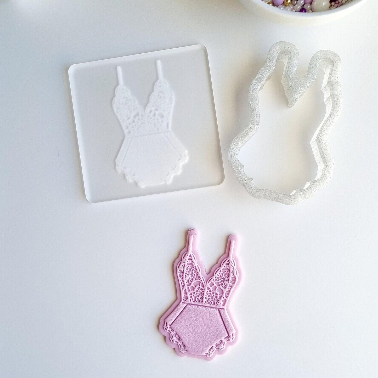 pattern cookie stamp cookie cutter baker bake baking cute beautiful design embosser debosser decorate fondant Perth Australia stampandimpress stamp & impress engagement wedding hens lingerie bodysuit sexy lace bride