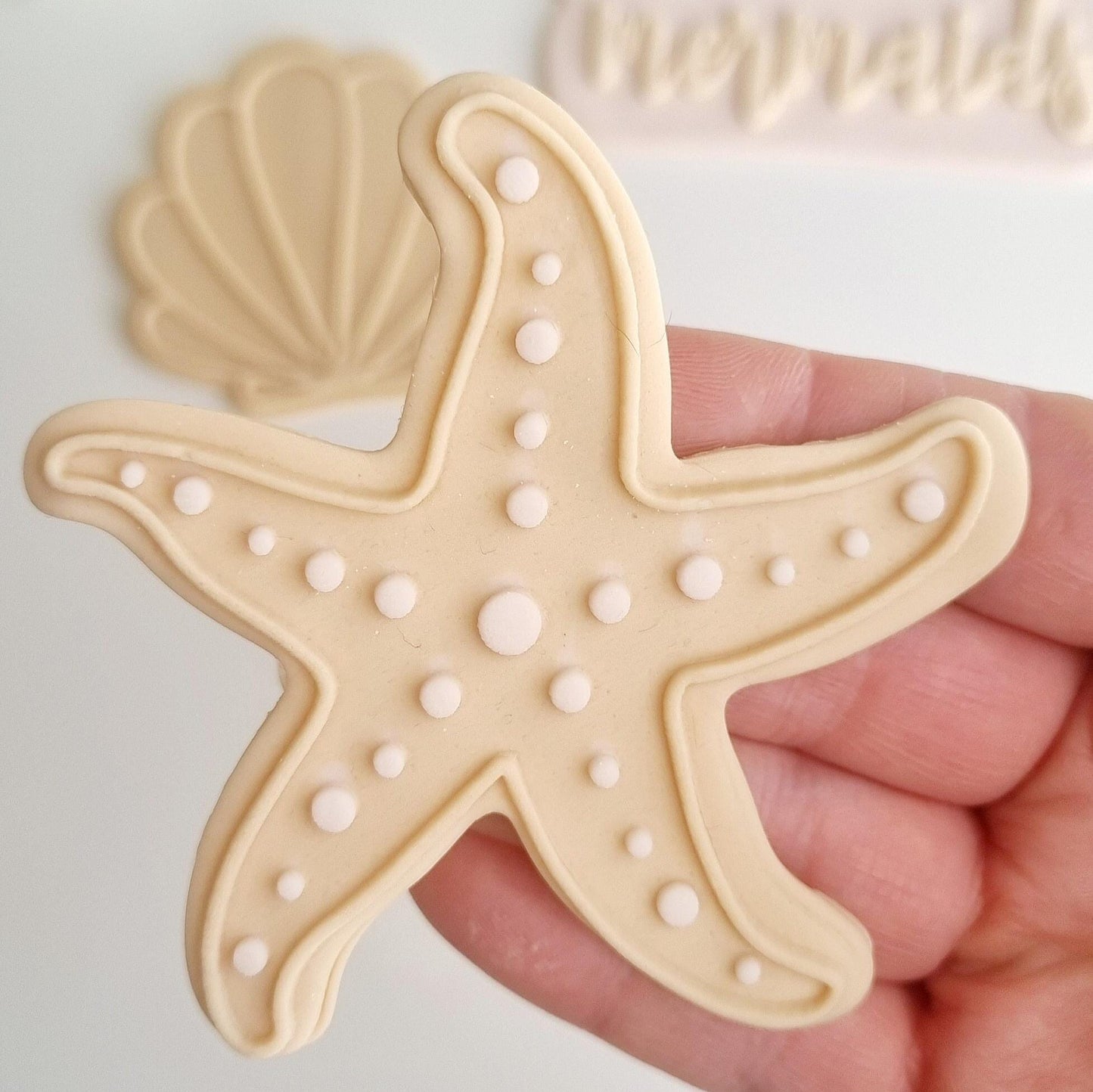 under the sea ocean starfish mermaid scales clam shell cookie stamp cookie cutter debosser embosser stamp & impress stamp and impress