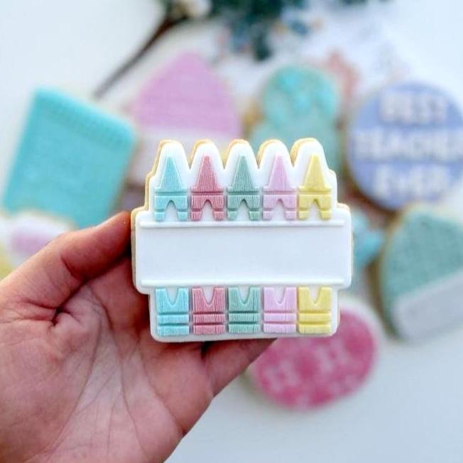 pattern cookie stamp cookie cutter baker bake baking cute beautiful design embosser debosser decorate fondant Perth Australia custom stampandimpress stamp & impress crayons teacher thank you pencils abc apple backpack best teacher ever notebook