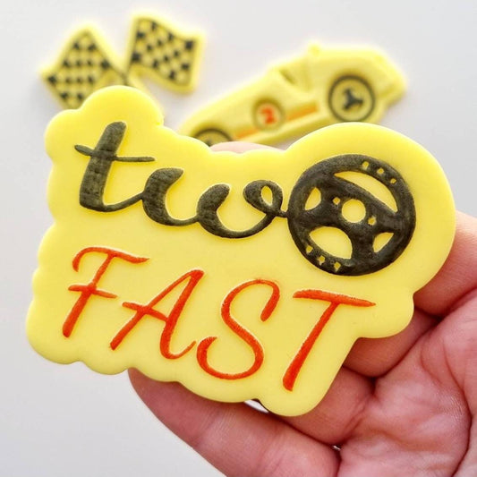 pattern cookie stamp cookie cutter baker bake baking cute beautiful design embosser debosser decorate fondant Perth Australia custom stampandimpress stamp & impress happy birthday cake race car two fast too fast flags racing flag vintage truck