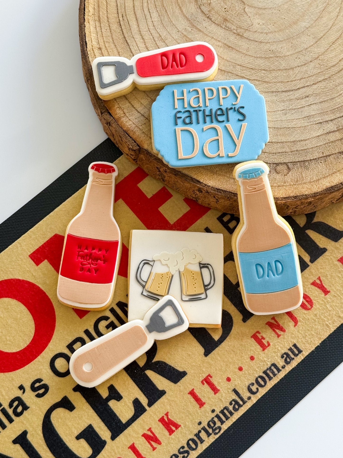 happy fathers day beer bottle dad bottle opener beers beer glass cookie cutter cookie stamp fondant debosser stampandimpress