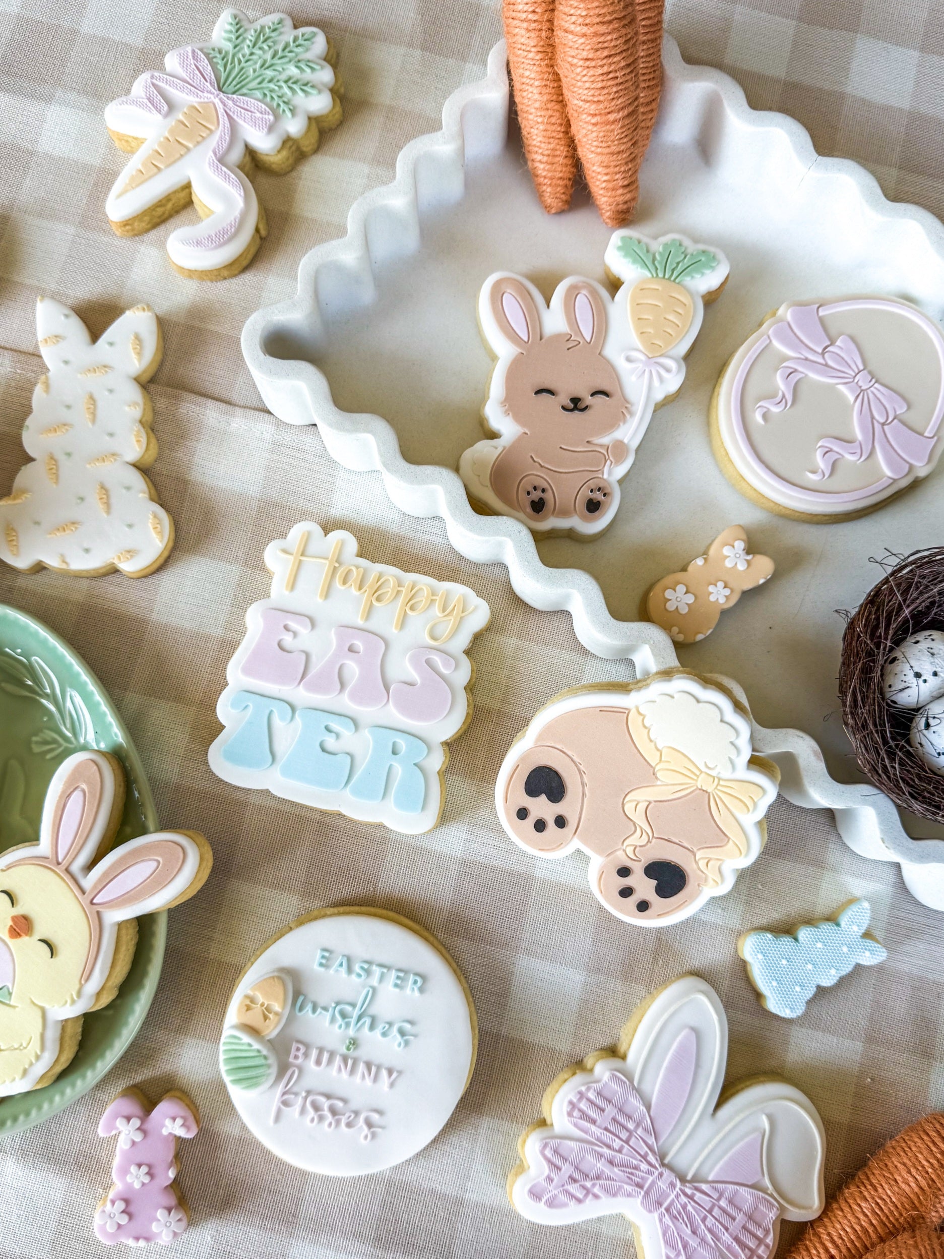 happy easter easter bunny easter chick chicken easter egg bunny plaque chick plaque bunny with carrot balloon egg hunt sign bunny trail hop this way bunny ears with bow easter wishes & bunny kisses carrot with bow chick with bunny ears easter egg cookie stamp cookie cutter stampandimpress cute bunny butt with bow daisy flower bow pattern