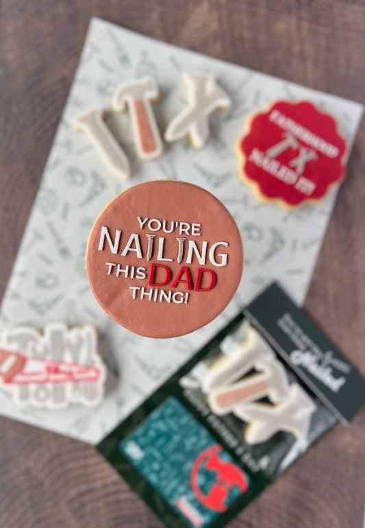 nailed it toolbox nailing this dad thing fatherhood mini hammer nails happy fathers day cookie stamp cookie cutter stampandimpress fondant debosser