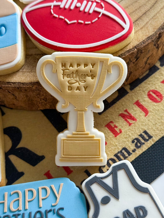 trophy mvp afl dad happy fathers day cookie stamp cookie cutter stampandimpress