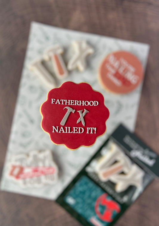 nailed it toolbox nailing it dad fatherhood mini hammer nails happy fathers day cookie stamp cookie cutter stampandimpress fondant debosser