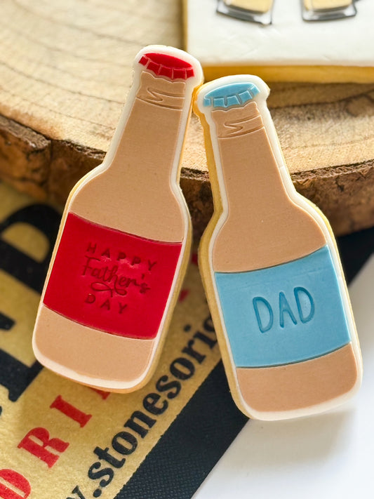 happy fathers day beer bottle dad bottle opener beers beer glass cookie cutter cookie stamp fondant debosser stampandimpress father's day cookie stamps
