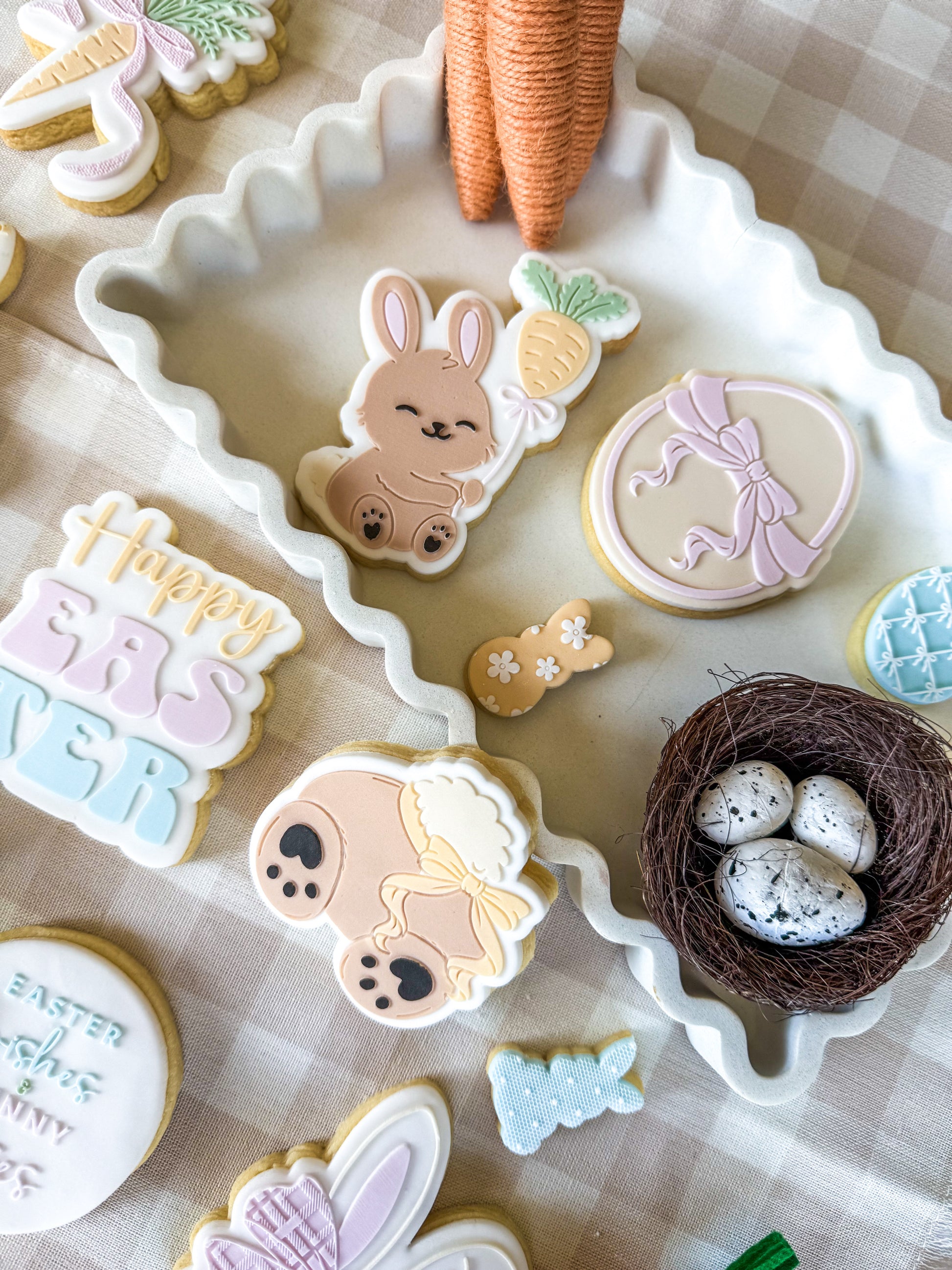 happy easter easter bunny easter chick chicken easter egg bunny plaque chick plaque bunny with carrot balloon egg hunt sign bunny trail hop this way bunny ears with bow easter wishes & bunny kisses carrot with bow chick with bunny ears easter egg cookie stamp cookie cutter stampandimpress cute bunny butt with bow daisy flower bow pattern
