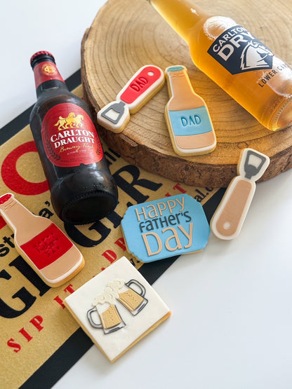 happy fathers day beer bottle dad bottle opener beers beer glass cookie cutter cookie stamp fondant debosser stampandimpress