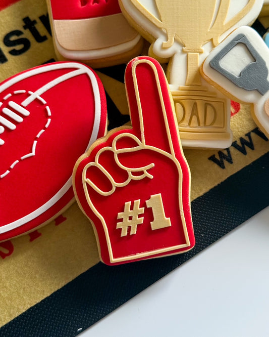 giant foam finger number 1 sport trophy happy fathers day dad football afl cookie stamp cookie cutter stampandimpress