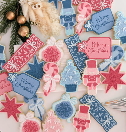 Merry Christmas Gift Tag Raised Cookie Stamp/Debosser & Cutter