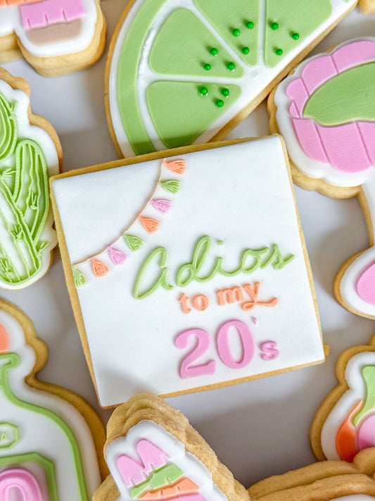 Adios to my 20's Raised Cookie Stamp/Fondant Debosser