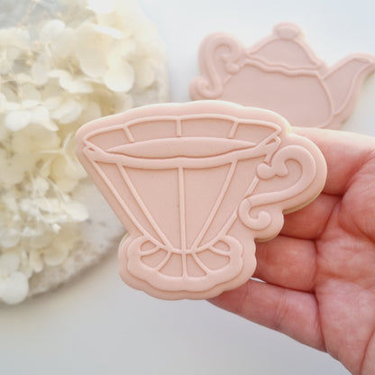 Tea Cup Raised Cookie Stamp/Fondant Debosser & Cutter