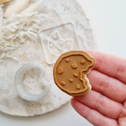 Mini Cookie with Bite Mark Raised Cookie Stamp/Fondant Debosser & Cutter