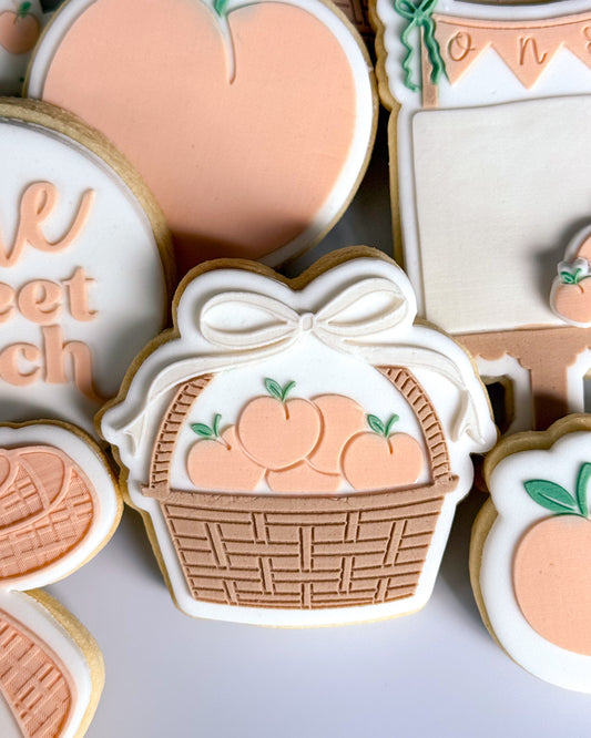 Peach Basket Raised Cookie Stamp/Fondant Debosser & Cutter
