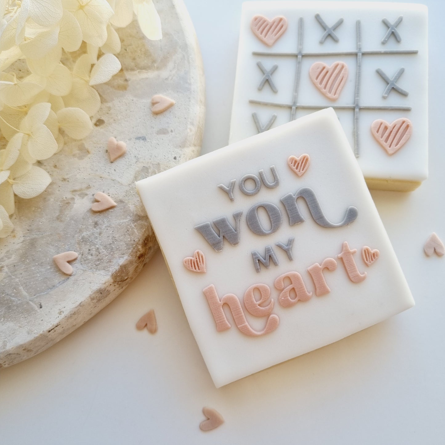 Hearts and Crosses Raised Cookie Stamp/Fondant Debosser