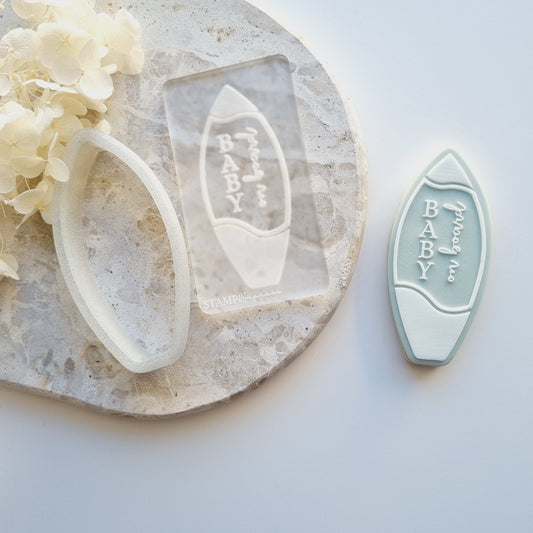 Surfboard Raised Cookie Stamp/Fondant Debosser & Cutter