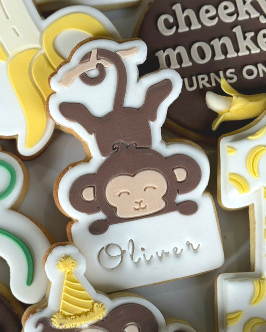 Monkey Plaque Raised Cookie Stamp/Fondant Debosser & Cutter