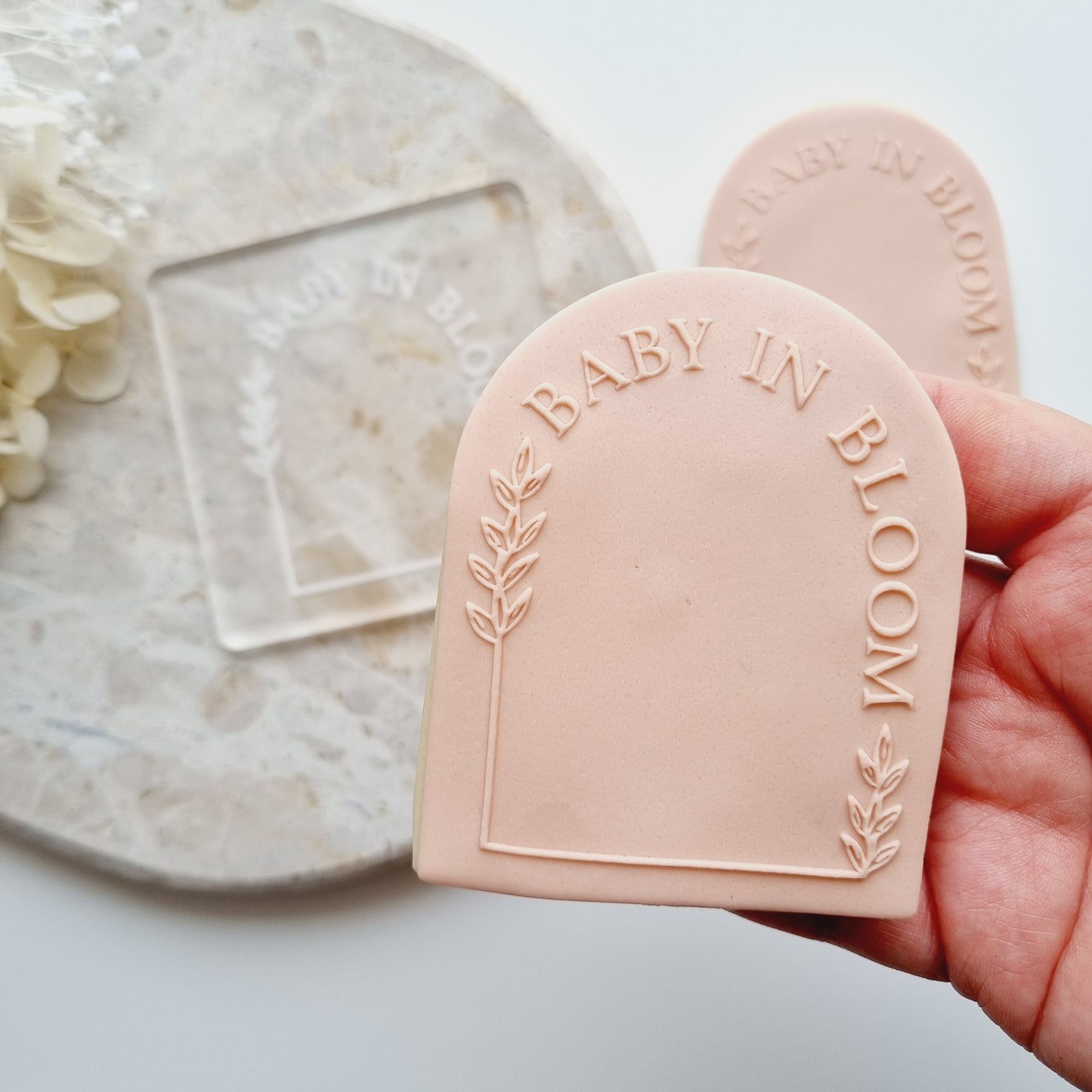 Baby in Bloom Leafy Arch Raised Cookie Stamp/Fondant Debosser