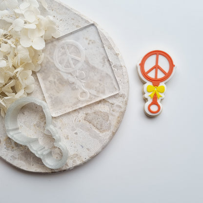 Peace Rattle Raised Cookie Stamp/Fondant Debosser & Cutter