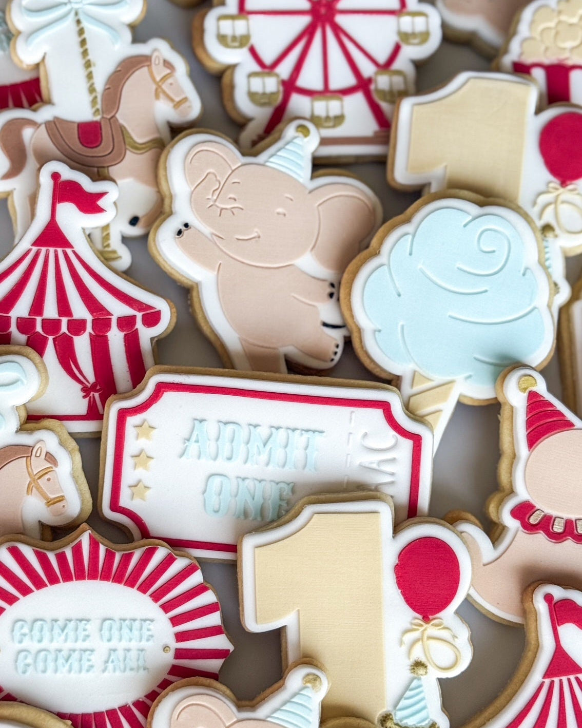 popcorn circus tent elephant seal with ball carnival fairy floss merry go round ferris wheel cotton candy step right up admit one ticket cookie stamp cookie cutter stampandimpress